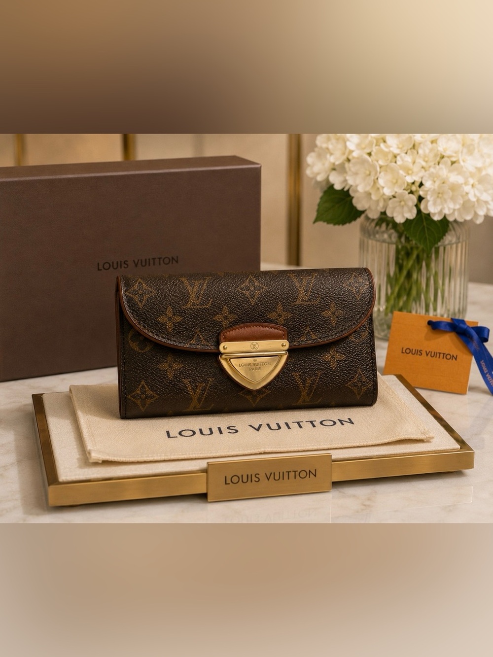 100% AUTH LOUIS VUITTON EUGENIE PORTEF MONOGRAM CANVAS LEATHER BAG WALLET CLUTCH